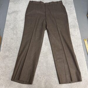 Jaymar Pants Mens 35x28 Brown 100% Wool Flat Front Dress Lined Formal Trousers